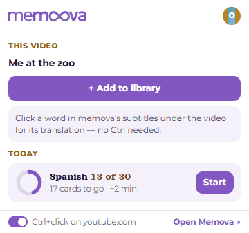 The icon's window on a YouTube video page