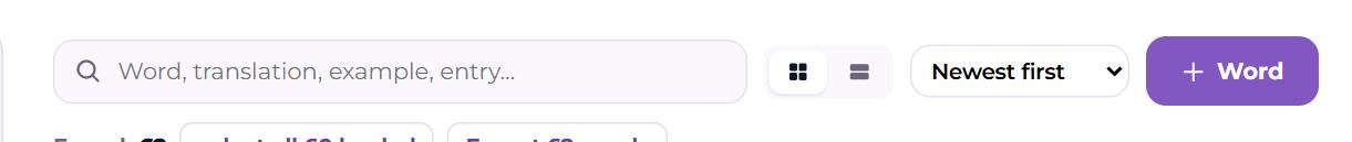 Search, view, sort, new word