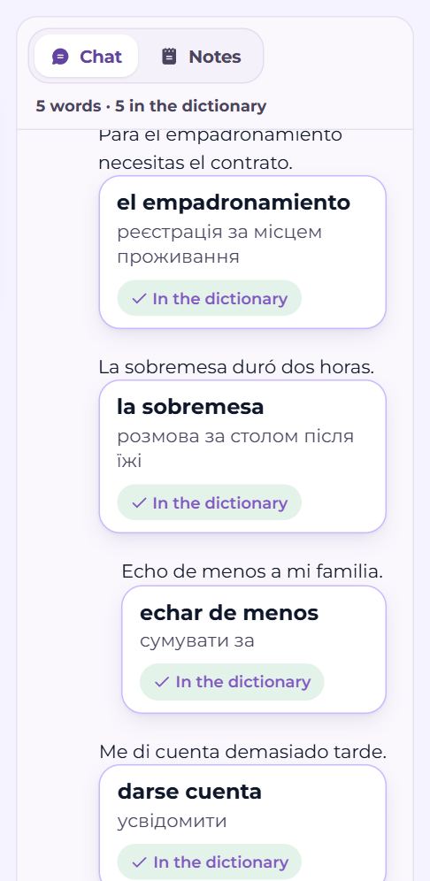 The lesson’s chat with words