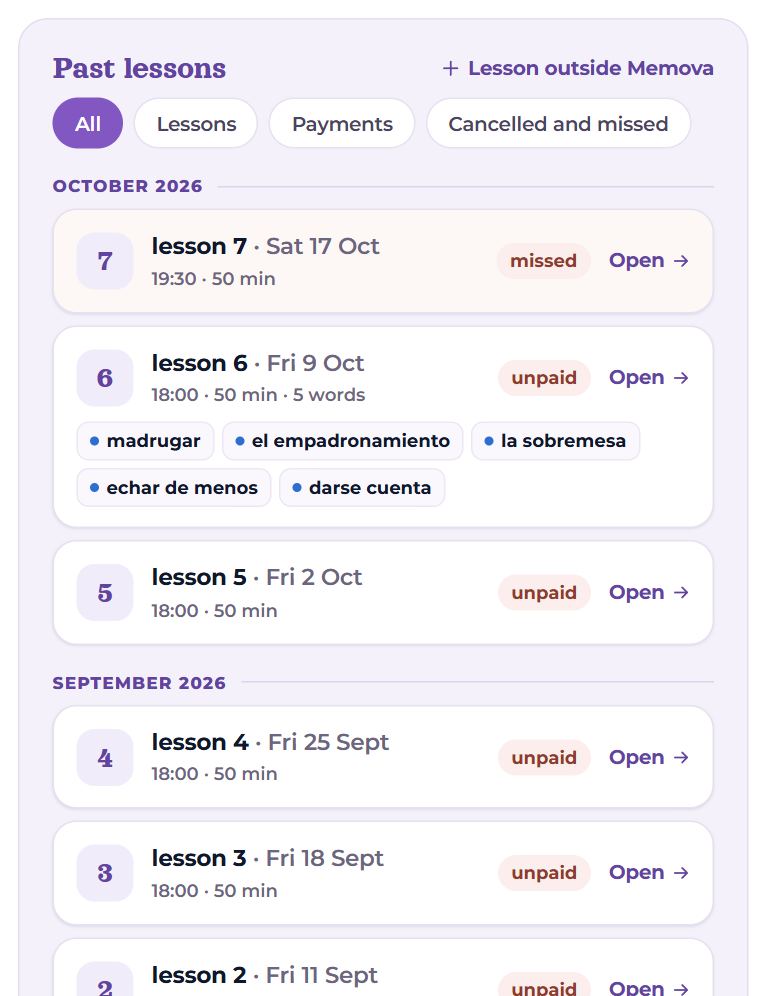Past lessons