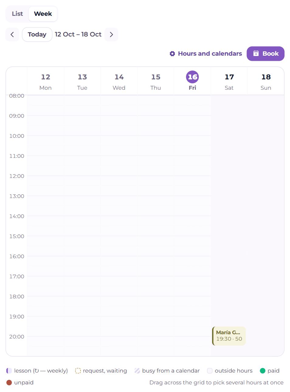 Schedule as a week