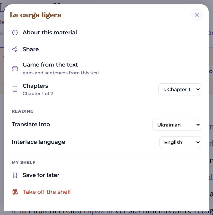 The reader’s menu