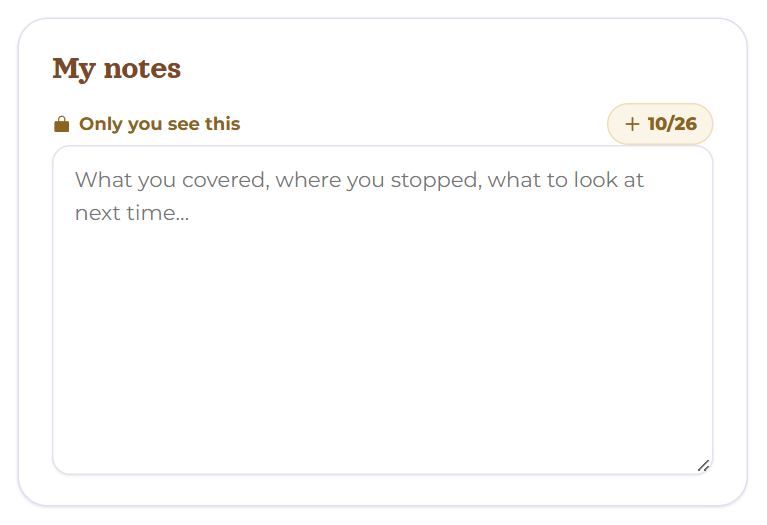 The “My notes” block