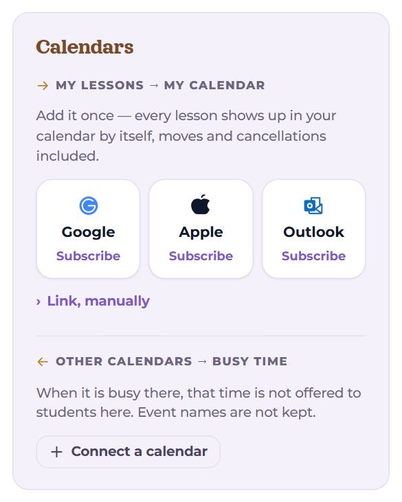 The “Calendars” block