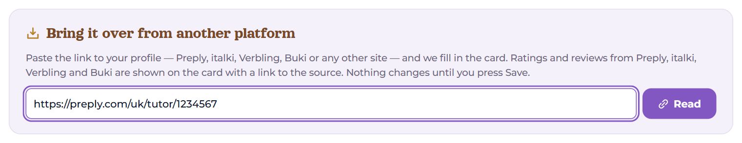 The “Bring it over from another platform” block
