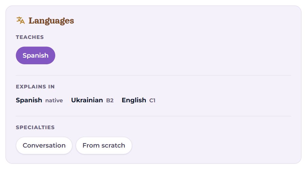 The teacher’s languages