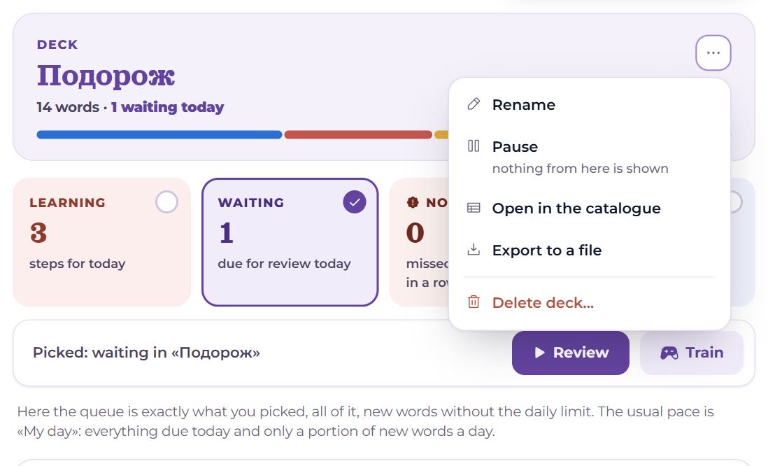 Deck actions